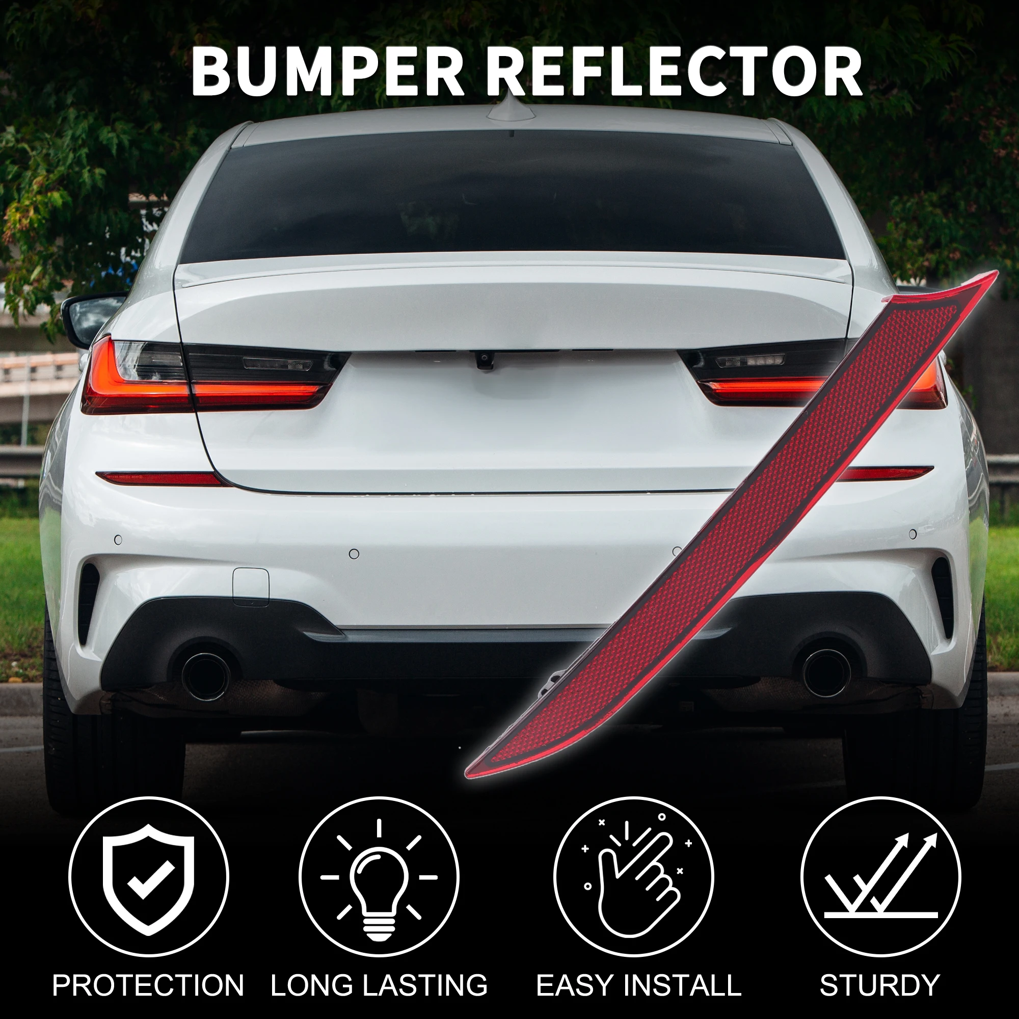 UXCELL Car Rear Left Bumper Reflector No.63147388765 for BMW M5 2018-2020 Red