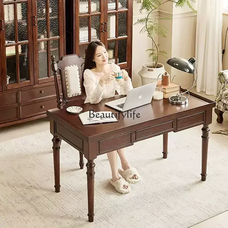 FGAmerican simple all-solid wood desk writing desk retro desk 1.4M 1.6 meters