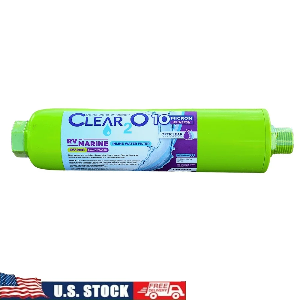 

Встроенный фильтр для воды 2 в 1, угольный блок 10 микрон, предварительный фильтр для оссания 15 микрон, быстрый поток, простая установка, лодки, кемпинг