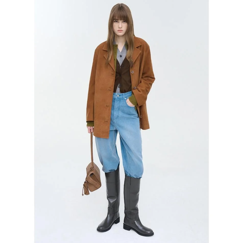 Elastyczne spodnie jeansowe z szerokimi nogawkami, wyszczuplające, uniwersalne, z wysokim stanem, dżinsowe spodnie, odzież damska na wiosnę i jesień.