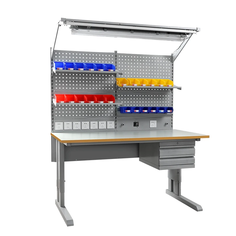 

Laboratory anti-static workbench Professional assembly line workshop fitter workbench with lamp