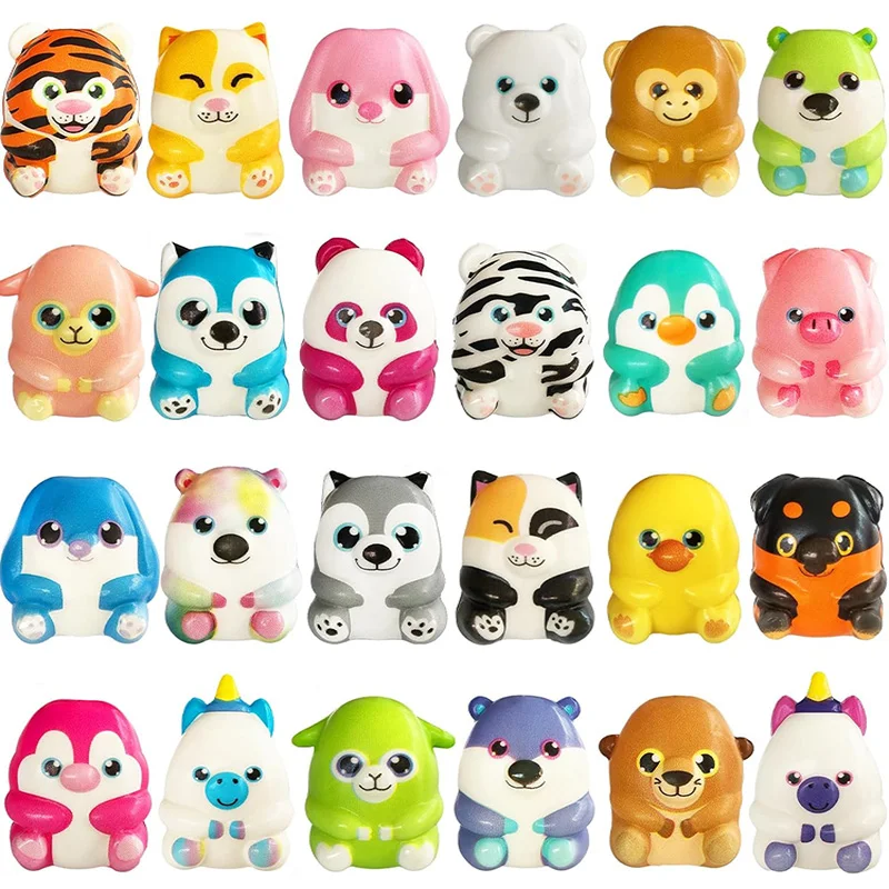 6/12/24/48 PCS Squishy Animal Pinch PU Slow Rebound Cartoon Twisted Egg Doll Fun Stress Relieving Toy Party Favors