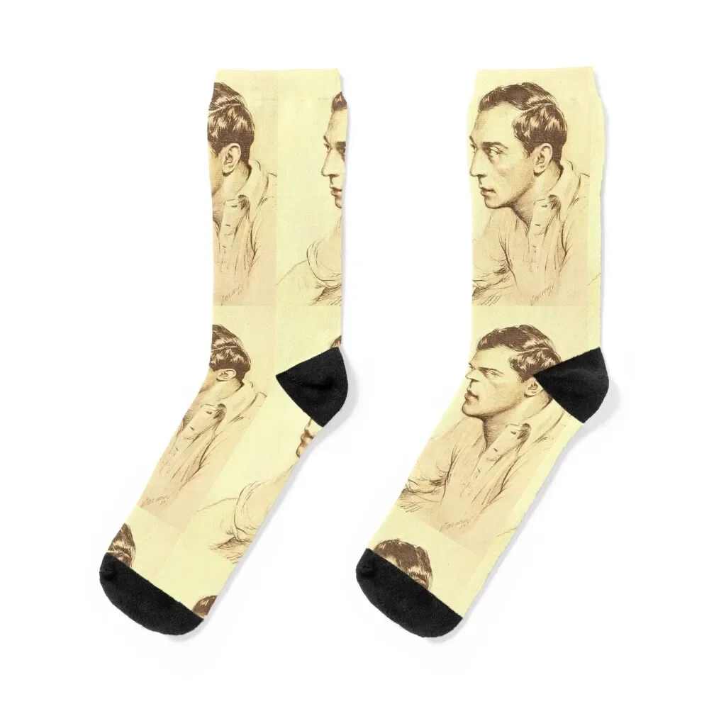 

Buster Keaton silent movie comedy king Socks New year's men cotton high quality Rugby short Women Socks Men's