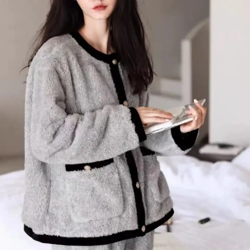 

Women's Clothing Pajamas Winter Thicken Keep Warm Leisure Comfortable Outdoors At Home Sleep Fashion Exquisite Suit Minimalist