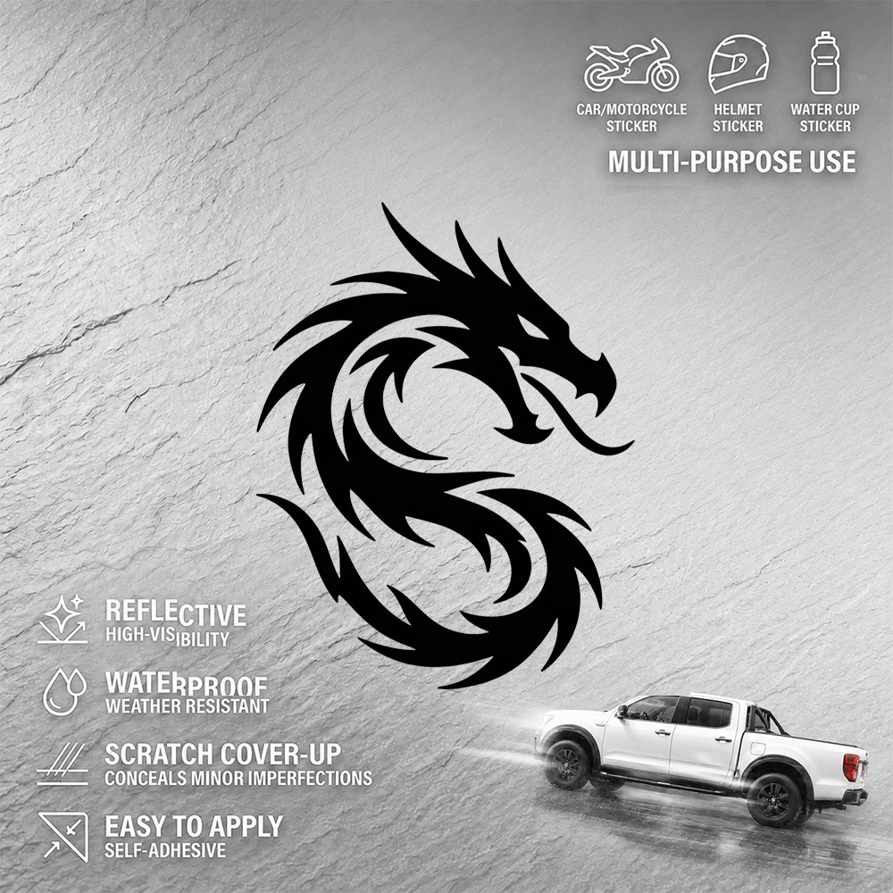 Black Tribal Dragon Vinyl Decal Sticker Car Auto Bumper Decoration Flame Design Waterproof Garage Wall Art