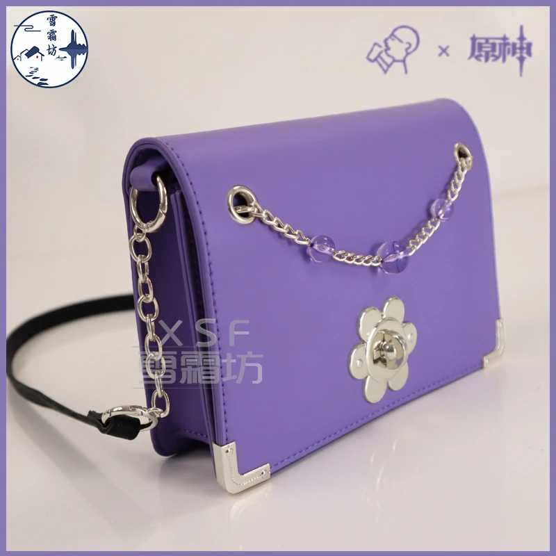Fashion Genshin Impact Ganyu Shoulder Bags Game Purple Leather bag Anime Genshin Impact Backpack School Bag