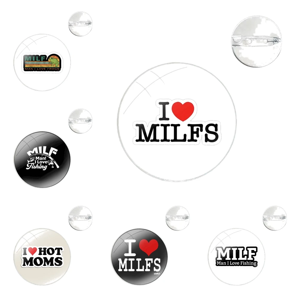 Pins Badge Metal Brooches For Clothes Backpack Decoration gift Love Milfs Hot Moms Heart Milf Lover Dilfs Lady Man