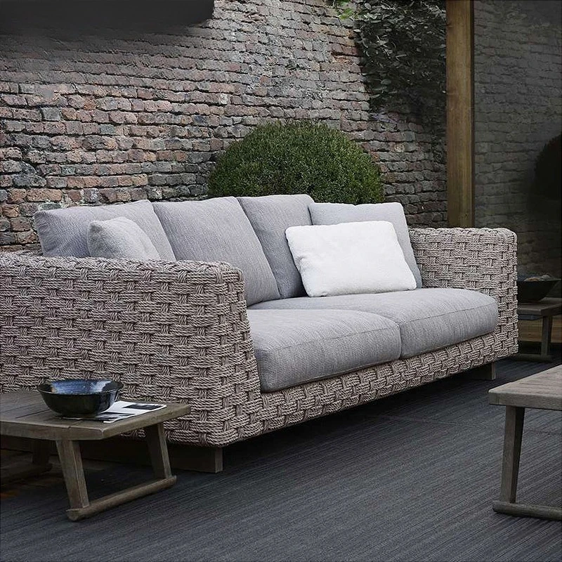 Outdoor Sofa Rattan Freizeit Balkon Outdoor Innenhof Edelstahl Rattan Sofa Kombination