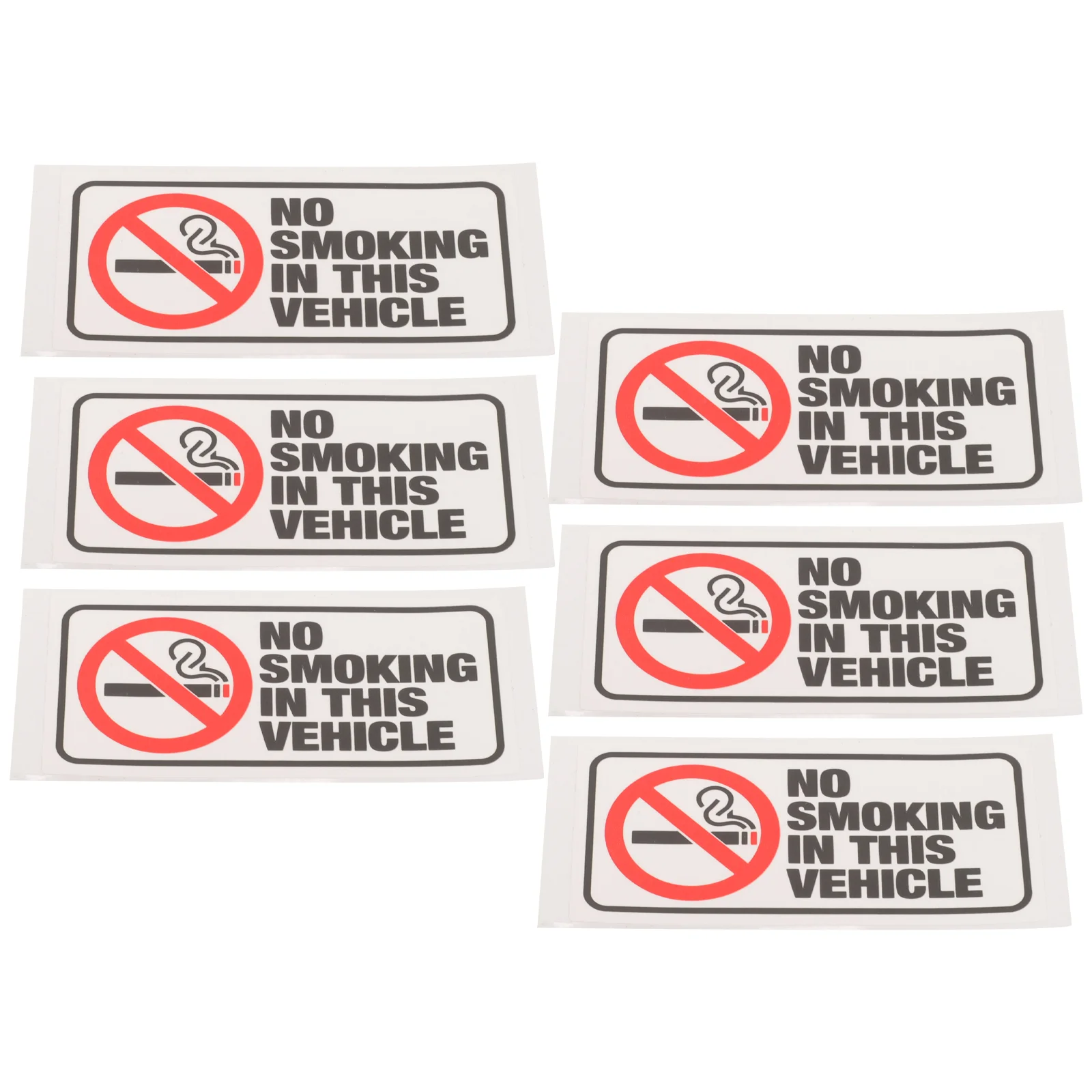 

6 Pcs No Smoking Sticker This Vehicle Label for Car Sign Stickers Water Proof inside The Warning Copper Plate