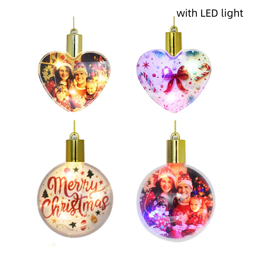 

Сублимационный рождественский светодиодный кулон в форме сердца, сферический термозащитный рождественский кулон, пустой картон для печати своими руками