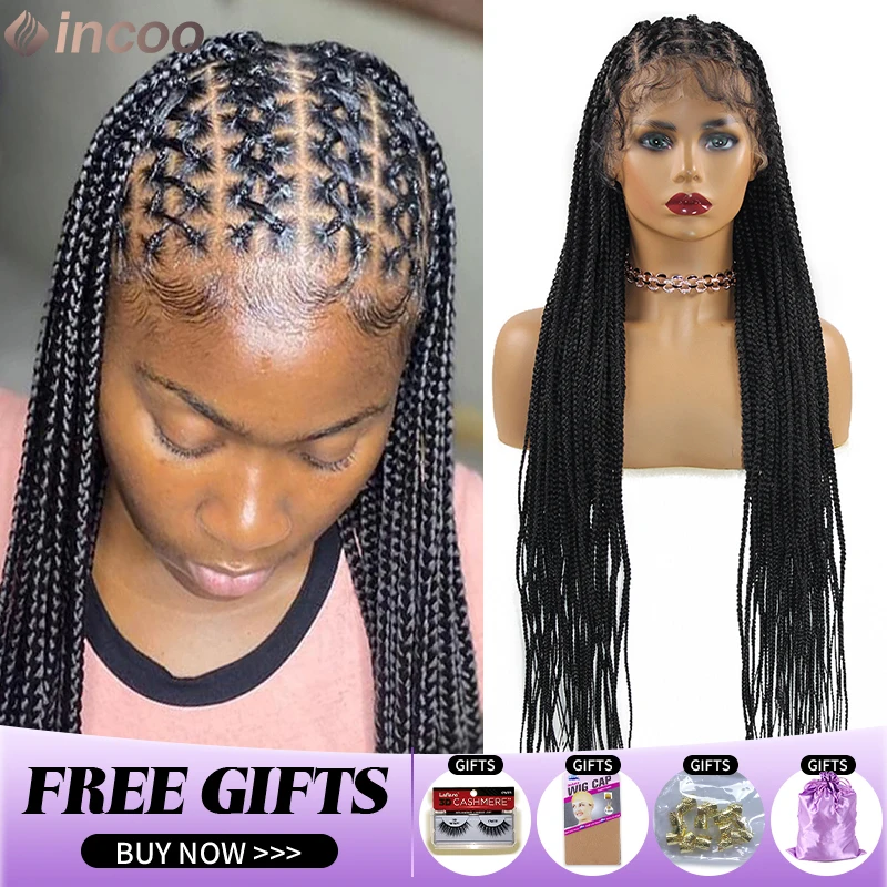 

Synthetic Criss Cross Knotless Braid Wigs 36 Inch Cornrow Full Lace Box Braids Wigs for Black Women on Sale Clearance Braid Wig