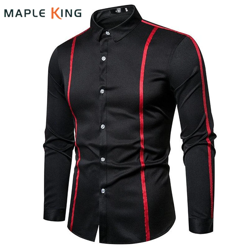 Long Sleeve Patchwork Shirt for Man Camisas Masculinos De Luxo 2026 Fashion Tops De Fiesta Business Mens Formal Dress Workwear