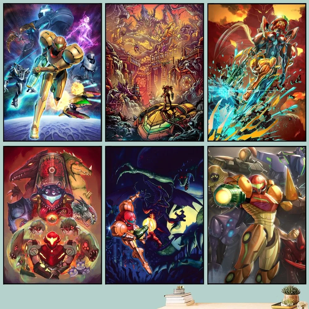 Game M-Metroid Poster DIY Vintage Movie Poster Wall Art Painting Study Stickers Small Szie Wall Painting