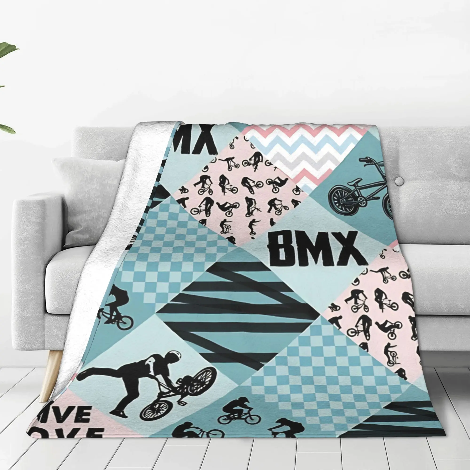 1PC Home Cute Room Decor Urban Extreme Blanket Throw Blanket BMX Racing Novelty Warm Blanket All Season
