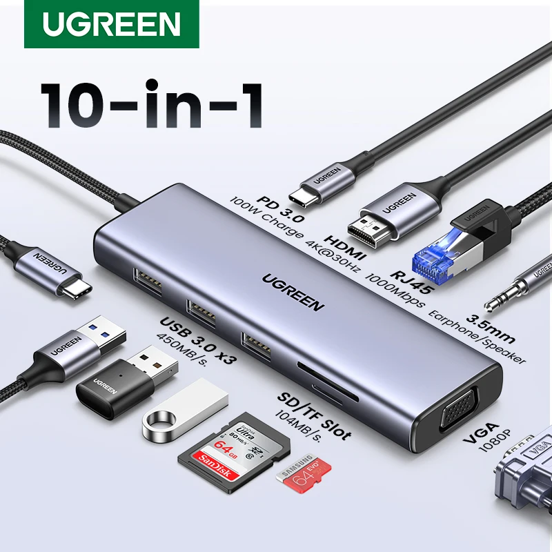 Адаптер USB C на RJ45 USB 3,0 PD 100W для MacBook Pro Air M2 M1