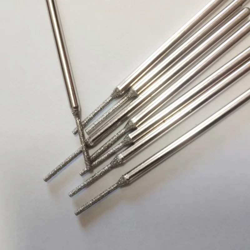 

10 шт. Φ1,5x75 мм алмазный шлифовальный стержень цилиндрическая головка резьба по металлу агат нефритовый песок игла глубокое шлифование отверстий длинный хвостовик 3 мм