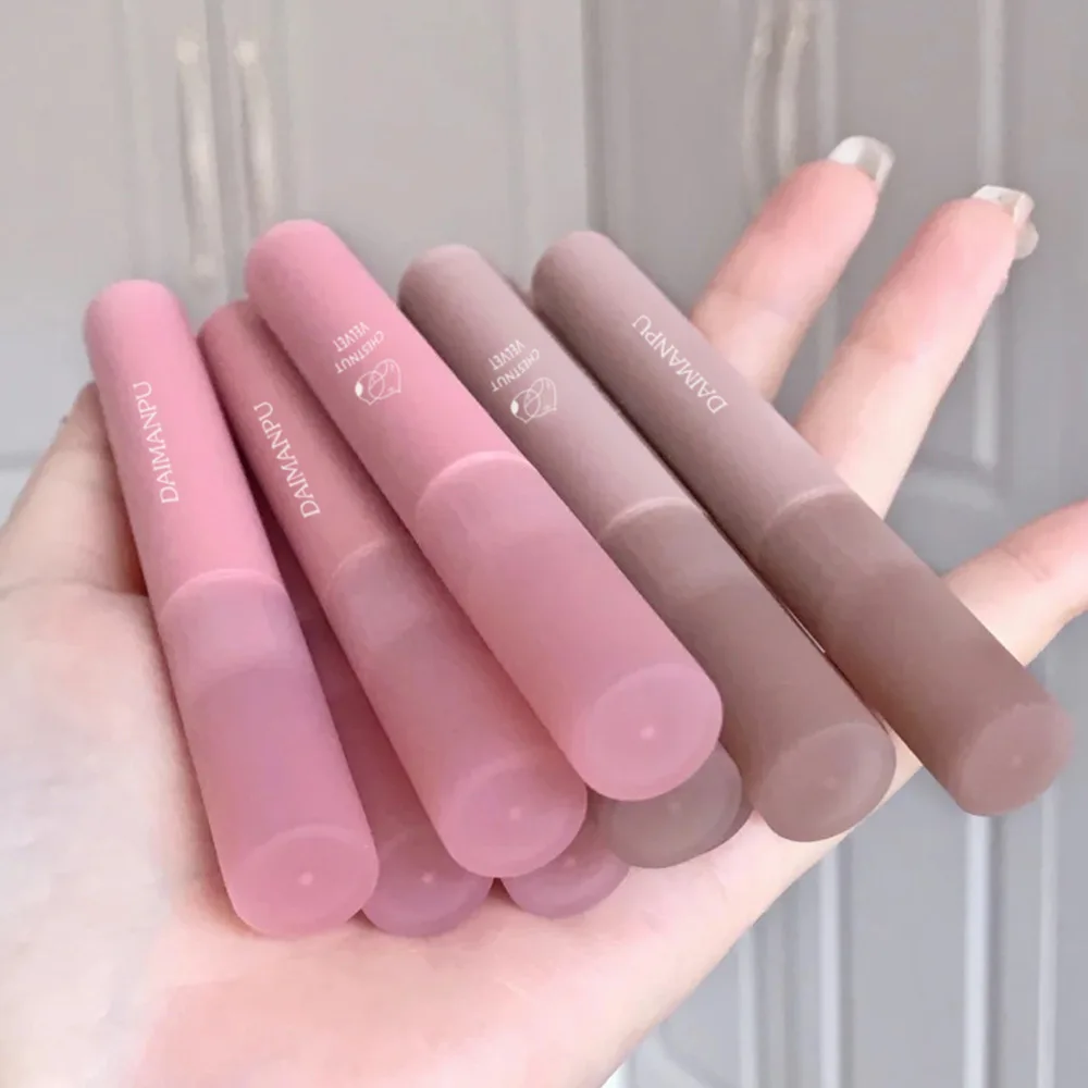 Batom matte de veludo batom líquido gloss castanha à prova dwaterproof água longa duração lábio vara mulher vermelho matiz estudante beleza cosméticos