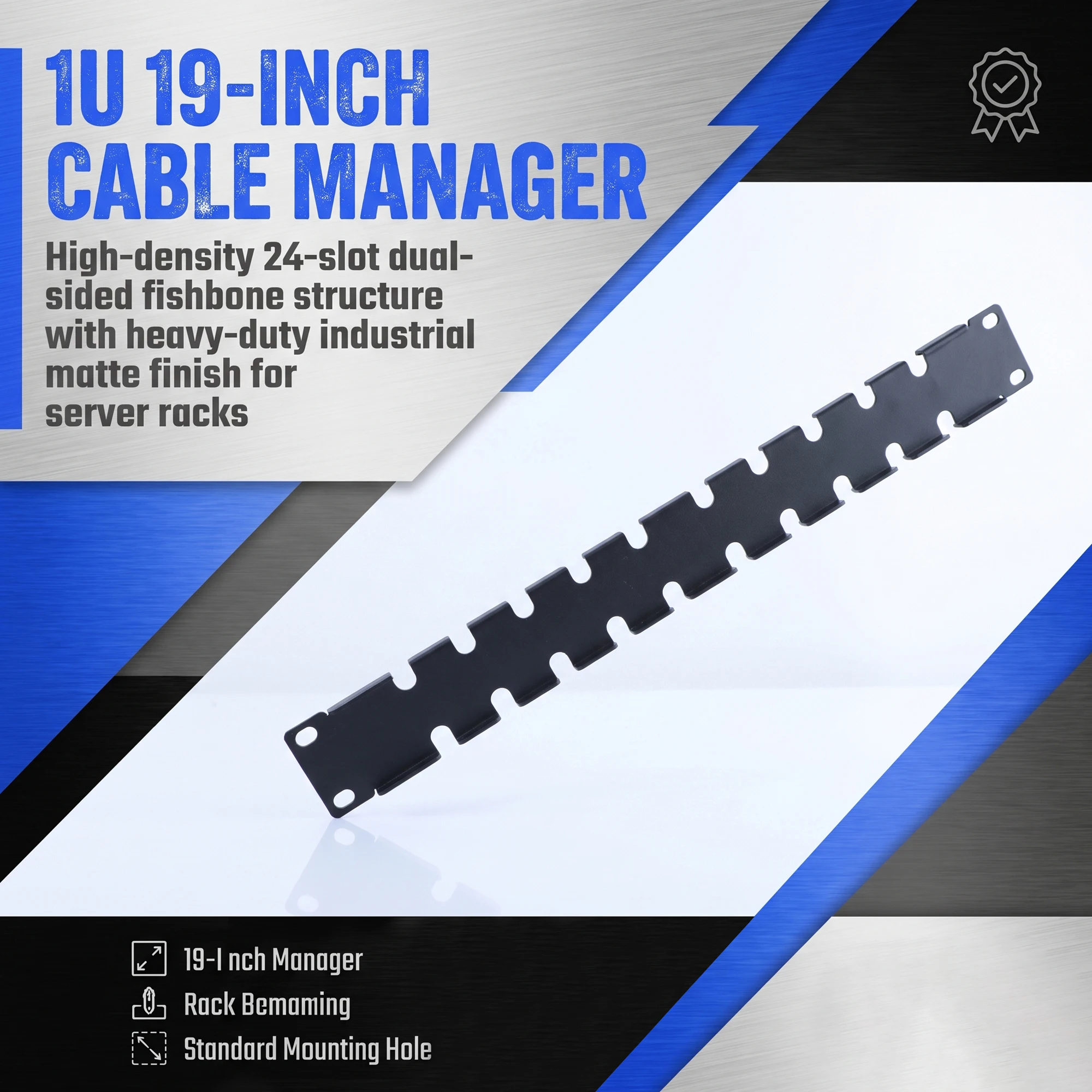 19Inch Fishbone Cable Management Panel Double Sided Metal Rack Cable Management Bracket Fishbone Shaped Bracket 1/2/4/5Pcs