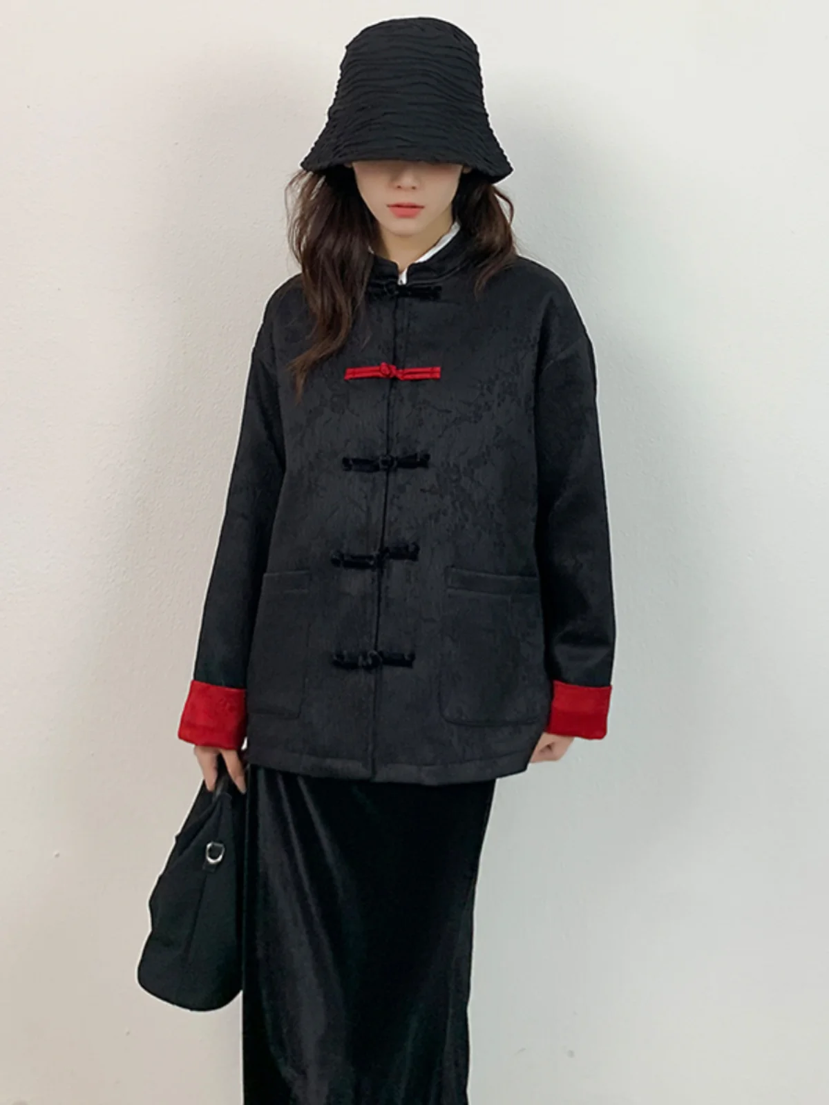 

Женская новая китайская блузка Ele Bla с цветочной вышивкой, воротником-стойкой и длинными рукавами для ранней весны