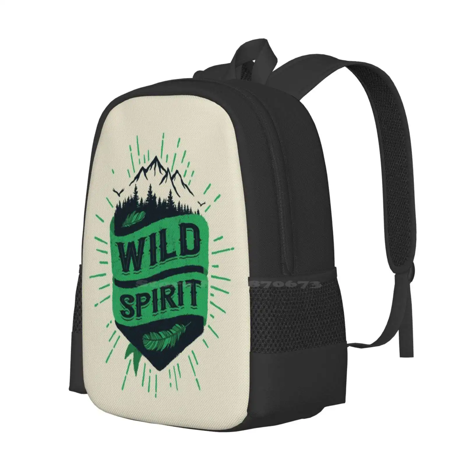 Wild Spirit Green Version Hot Sale Backpack Fashion Bags Wild Spirit Quote Nature Free Typography