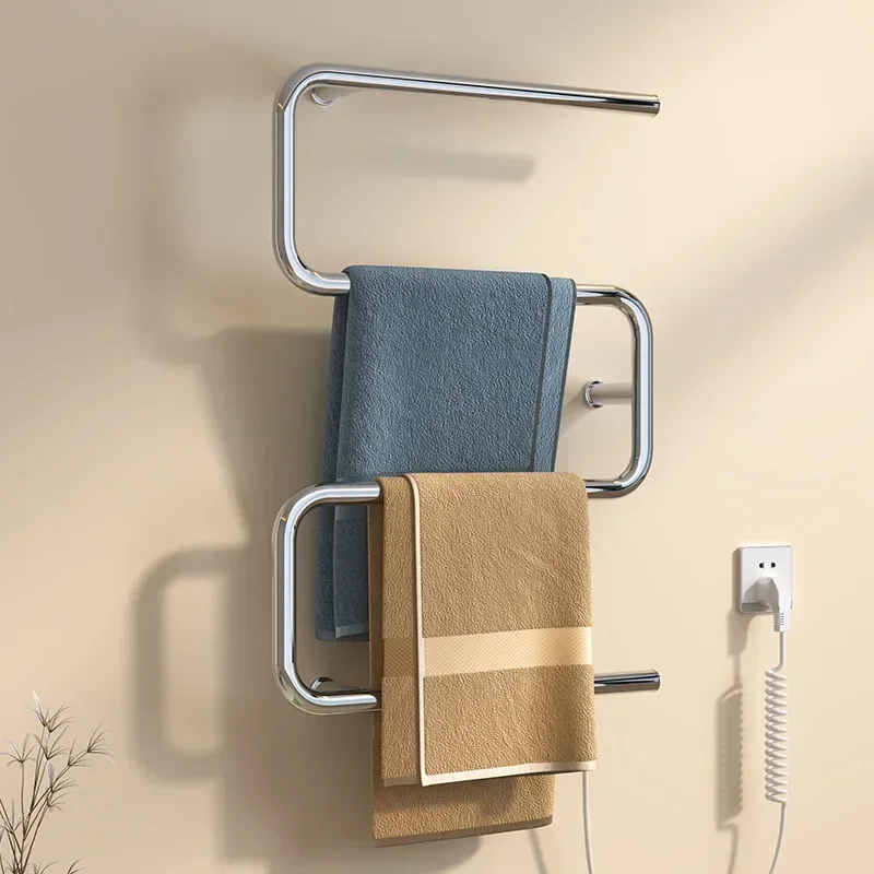 304 electric towel rack waterproof constant temperature bow-shaped drying towel bar storage rack special-shaped electric heating