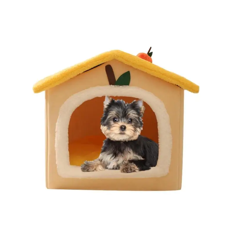 

Indoor Dog House Foldable Warm Cat House Soft Semi-closed Sleeping Cave Winter Warm Cat House Nest With Removable Cushion Pets