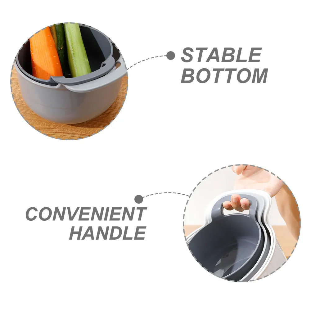 

4 Pcs Four-piece Mixing Bowl Set Stackable Food Salad Bowls Basket with Handle Kitchen