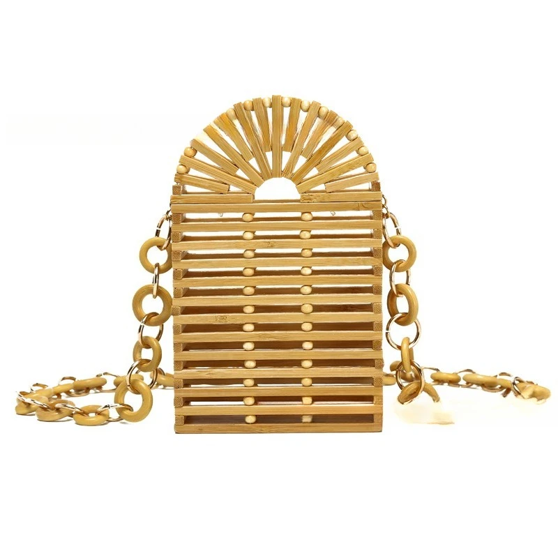 

Bamboo woven bag can span diagonally on one shoulder, beach tourism versatile model