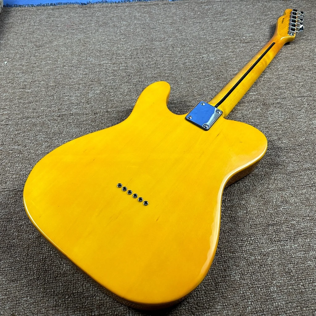 Tersedia gitar listrik kualitas tinggi kuning baru dengan fingerboard maple, gitar perangkat keras krom pengiriman cepat