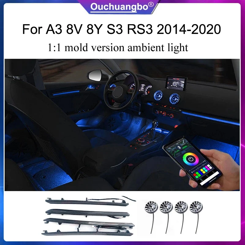 Ouchuangbo Ambient Lighting For RHD A3 8V S3 RS3 2014-2020 dynamic Ambiente Kit Backlight Beleuchtung Atmosphere led mood light