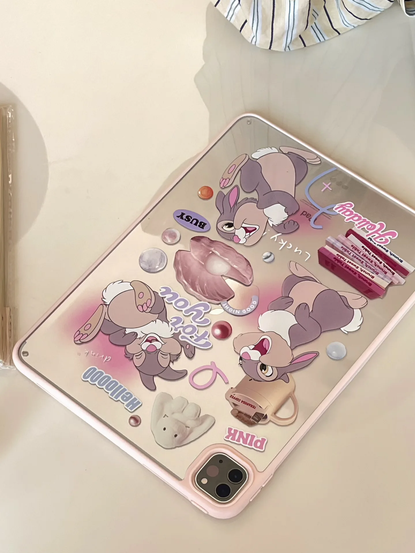 For IPad 9 8 Seventh Generation Air 2 3 4 5 6 10.9 Pro 11 Cute Cartoon Disney Rabbit Acrylic Case Tablet PC Protective Cover