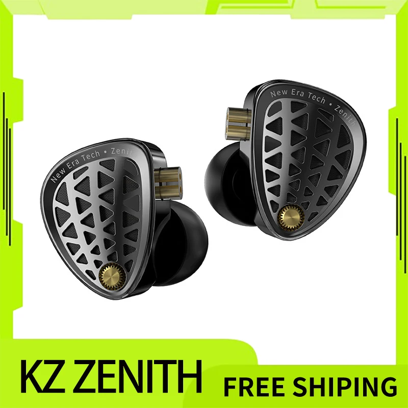 Kz Zenith Wired Hifi Dynamic Earphones Full-Range Ultra-Linear Dynamic Unit Silver-Plated Headphone Cable In-Ear Aluminum Custom