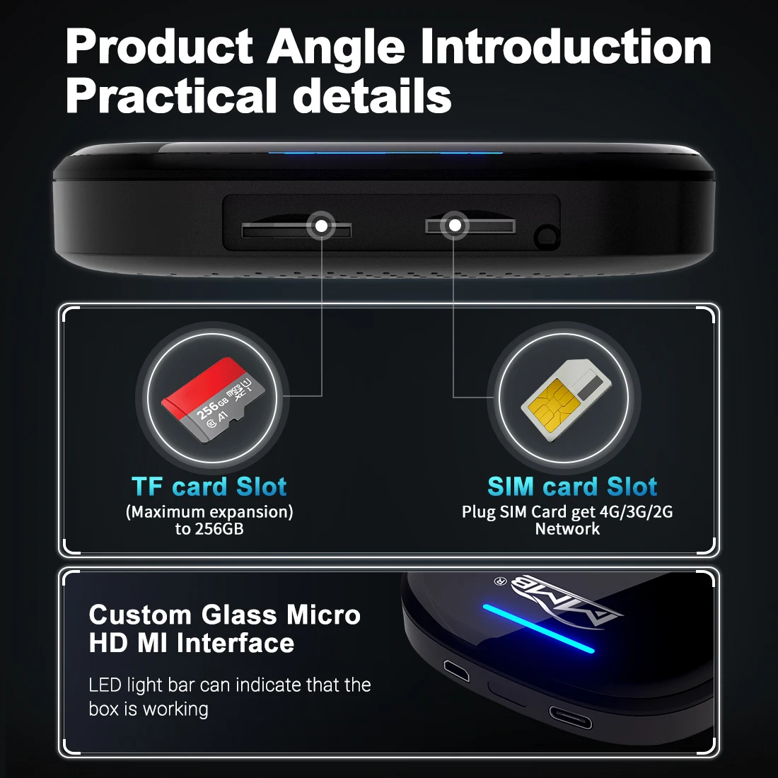 Wireless CarPlay AI Box -Auto & SIM Slot Adapter W/Dual-Band WiFi & Bluetooth 5.0 view 2