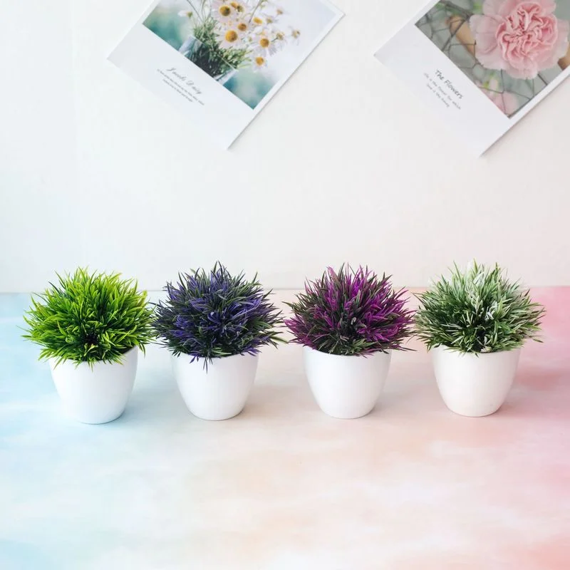 1 Pcs Artificial Green Plants Phoenix Potted  Simulation Grass Ball Home Living Room Decoration Festival Party Office Ornaments