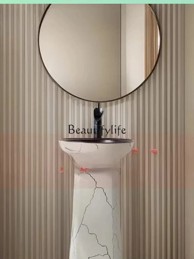 *Simple modern Nordic light luxury ceramic bathroom floor-to-ceiling washbasin