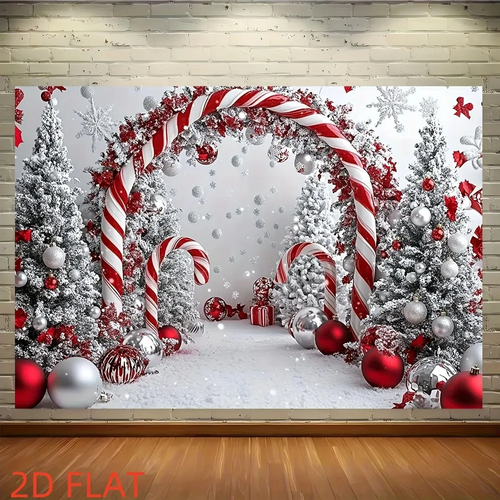 Sparkling Christmas Candy Bar Snowflake Themed Banner Background, Christmas Party, Home Decoration Photography Background Cloth
