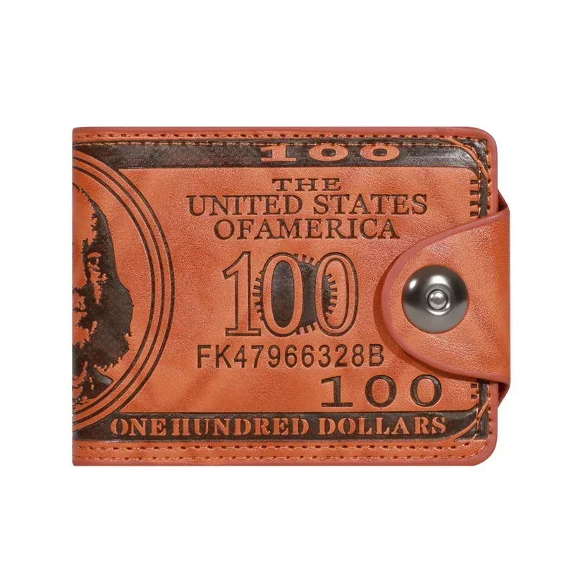 New Men's Leather Wallet with USD Pattern, Multiple Card Slots, Large Capacity Fashionable Wallet