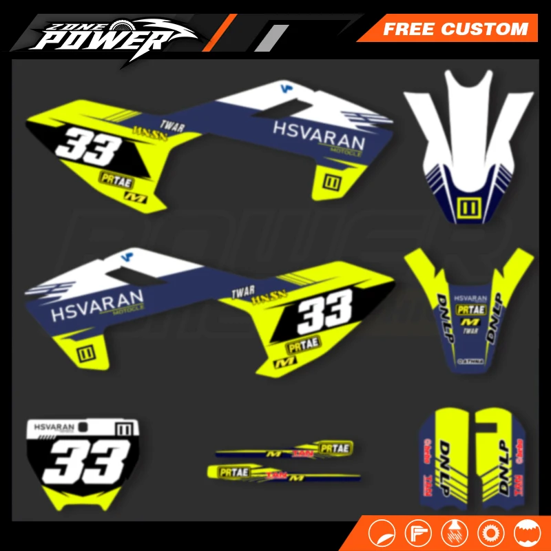 

Powerzone Full Set Graphics Decals for Husqvarna TC65 TC 65 2016-2023 Stickers Kits Number Name Custom