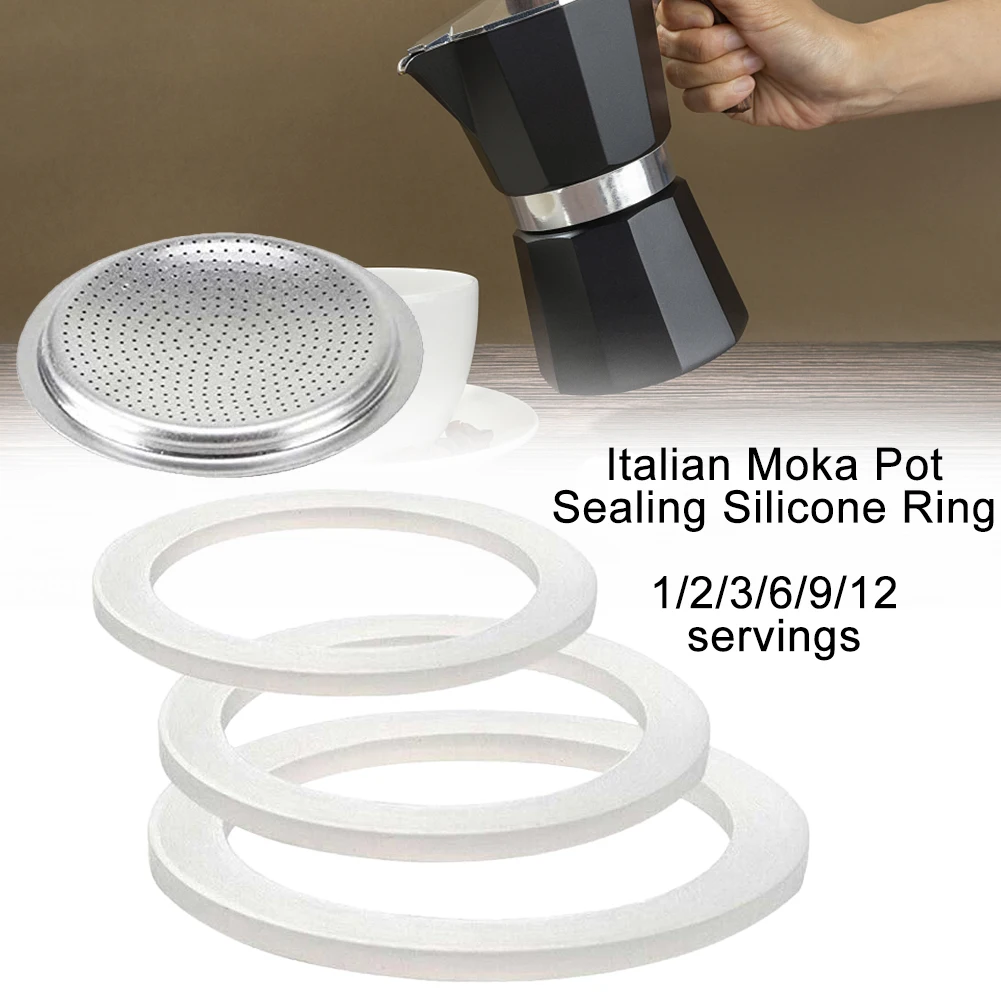 1Pcs Mocha Pot Coffee Pot Replacement Gasket Seal For Coffee Espresso Moka Stove Pot Top Silicone Rubber With 1 Sieve