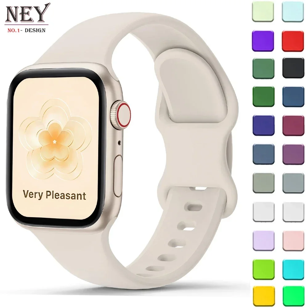 Correa de silicona para Apple Watch, Pulsera original de 44mm, 40mm, 45mm, 42-38-41mm, 1:1, series iwatch 8, 7, se, 3, 4, 5, 6, 9, ultra 2, 49mm