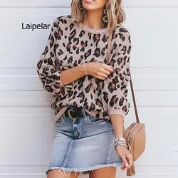 New Sweater Women Lantern Sleeves Pullover Leopard Print Autumn Spring Europe Wind Winter Clothes Women