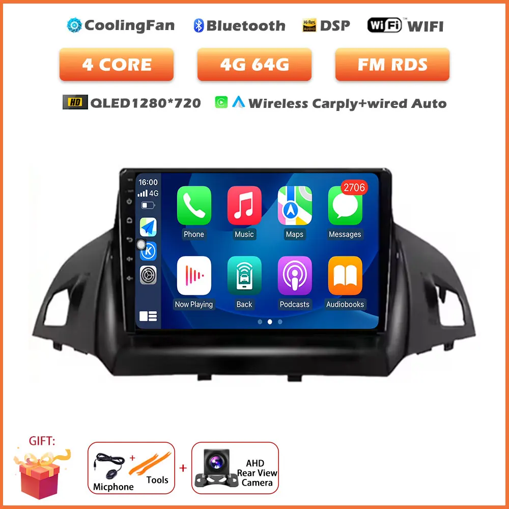 Voor Ford C-MAX Kuga 2 Escape 3 2012-2019 Android 16 Auto autoradio draadloze Carplay GPS navigatie scherm stereo video tools BT