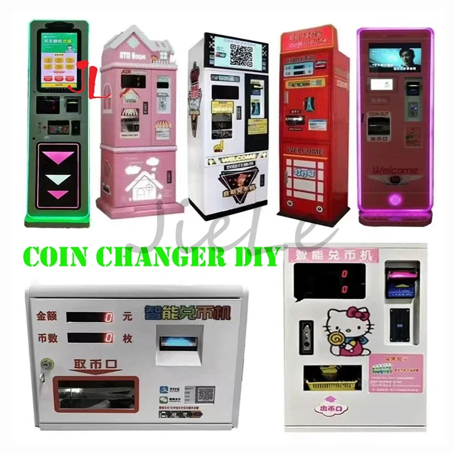 Arcade Coin Vending Machine Changer Assembly Diy Kit, Banknote to Token, Control Board Bill Acceptor Coin Hopper Power Supply
