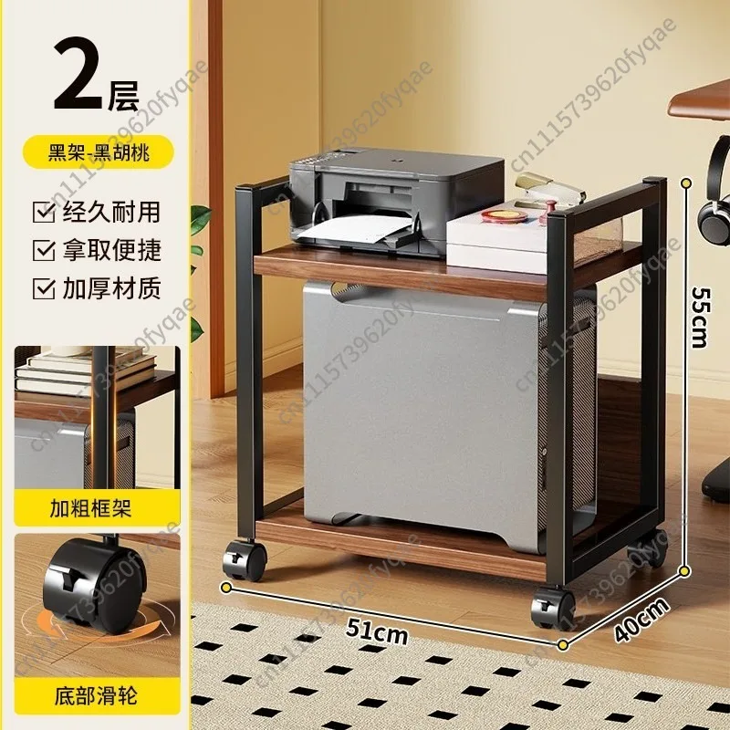 Multi-layer Solid Wood Audio Amplifier Rack, Mobile HIFI Speaker Stand with Casters for Living Room
