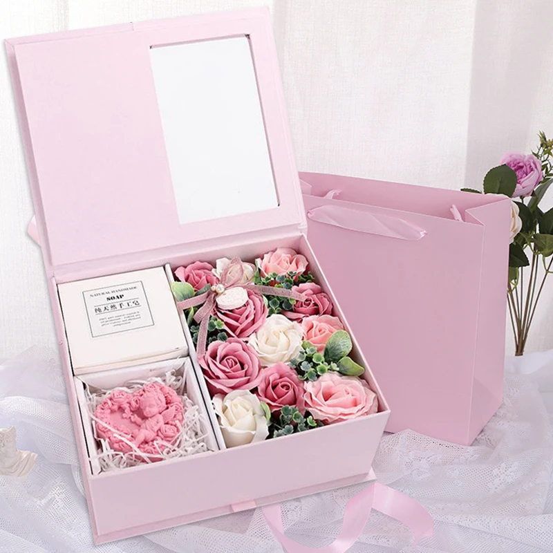 Soap Flower Gift Box Valentine's Day Eternal Mother's Day Birthday Presents Artificial Rose Flowers Wedding Party Decoration