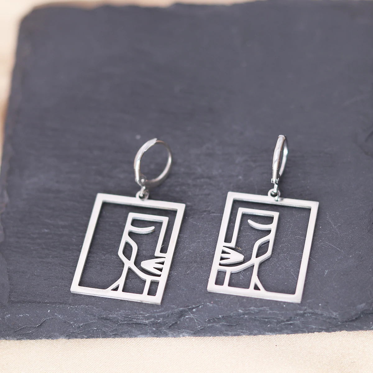 QIAMNI Unique Elegant Metal Hoop Earrings for Women Girls Geometric Statement Dangle Drop Earring Fashion Jewelry Birthday Gift image 4