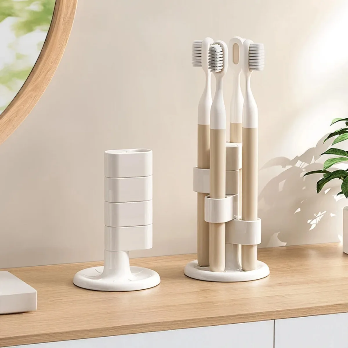 1Pc Rotating Toothbrush Holder Bathroom Desktop Toothbrush Storage Rack Makeup Brush Pen Organizers Bathroom Accessories