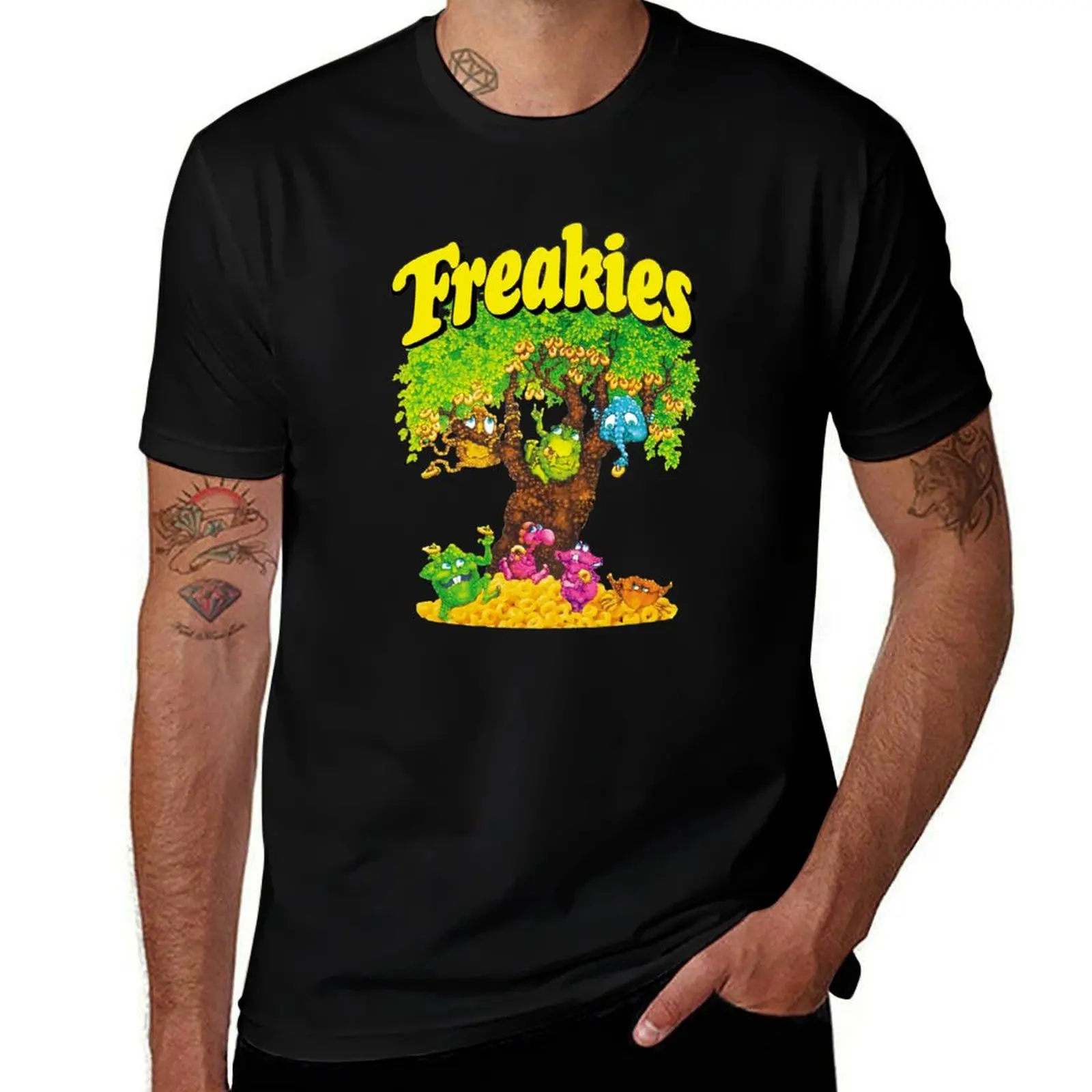 Freakies Cereal Art Ilustración Cámíseta Logo Barato Tee Logo Para T-Shirt Casual Light Summer Short Sleeve Top T-Shirt