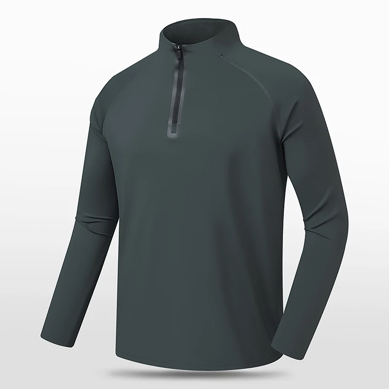 

Men's Half Zipper Long Sleeve Outdoor Sport Quick Dry T-Shirt Fitness Run Loose Casual T Shirts Tops