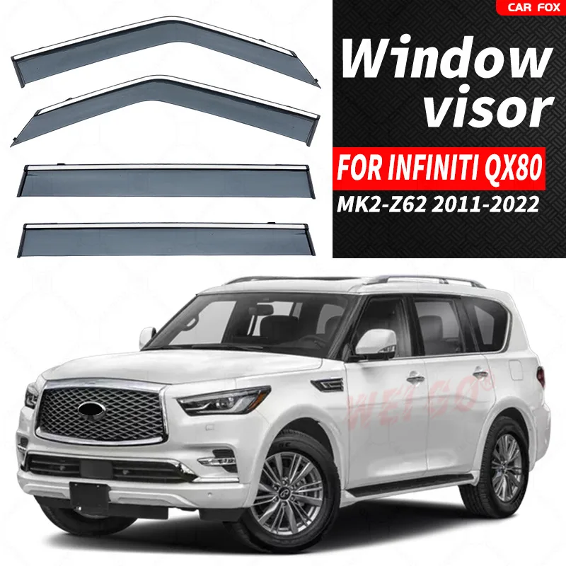 

Для INFINITI QX80 Z62 2011-2022: Дефлекторы окон, козырьки от дождя и солнца, аксессуары для стайлинга автомобиля